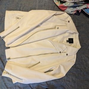 Forever 21 white leather jacket